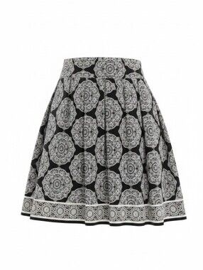 Womens White House Black Market Black & White Floral Medallion Skirt